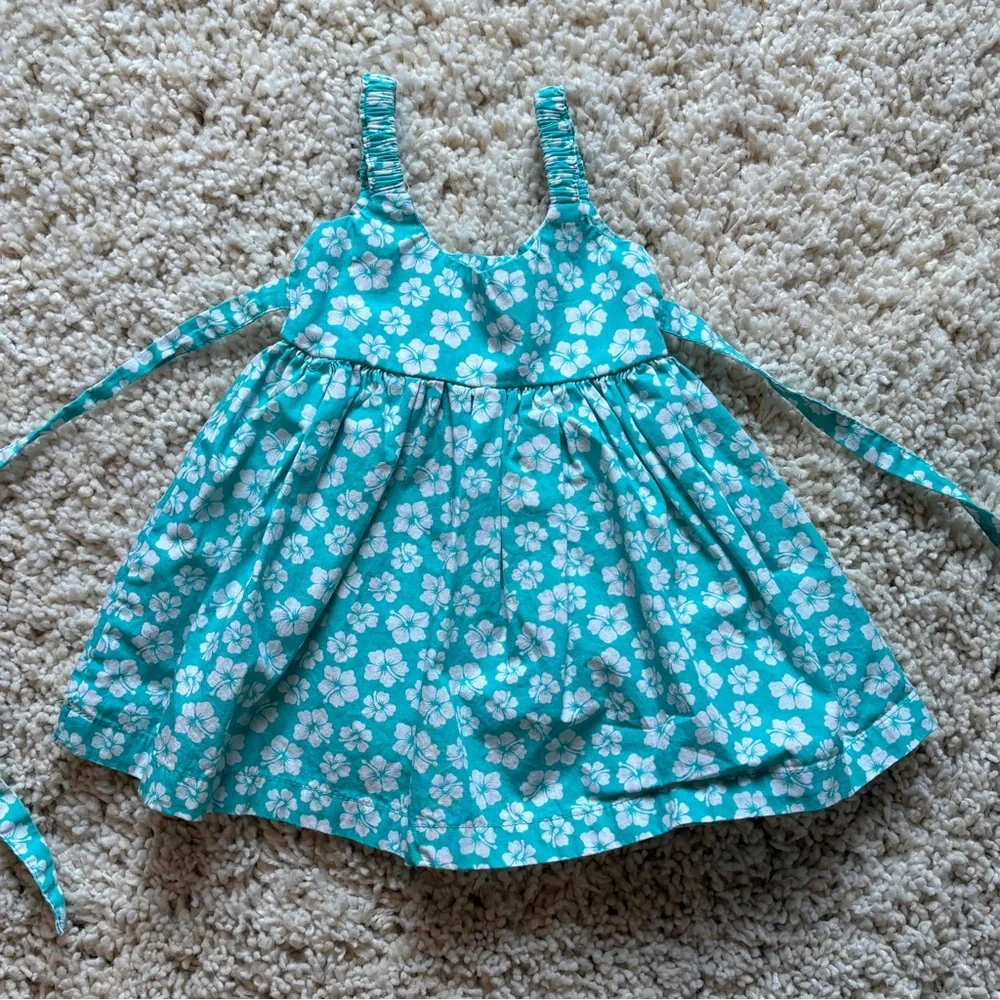 Turquoise Blue Hawaiian Flower Hibiscus Floral Infant Tropical Sundress